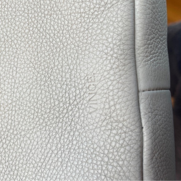 Vince Light Gray Leather Top Handle Tote Purse Satchel Bucket Bag - Picture 9 of 11